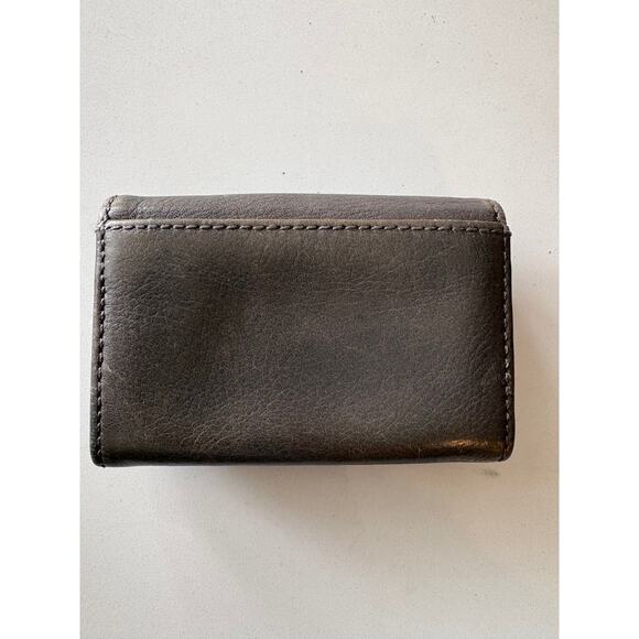 Marc by Marc Jacobs Brown/Gray Leather Card Holder Wallet Gold Plaque Logo Y2K - Picture 2 of 5